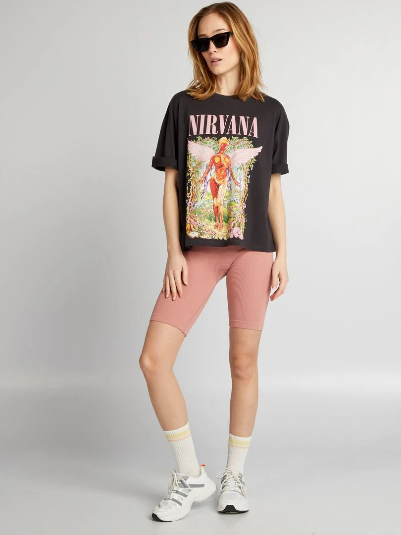 T shirt 'Nirvana' à manches courtes Noir