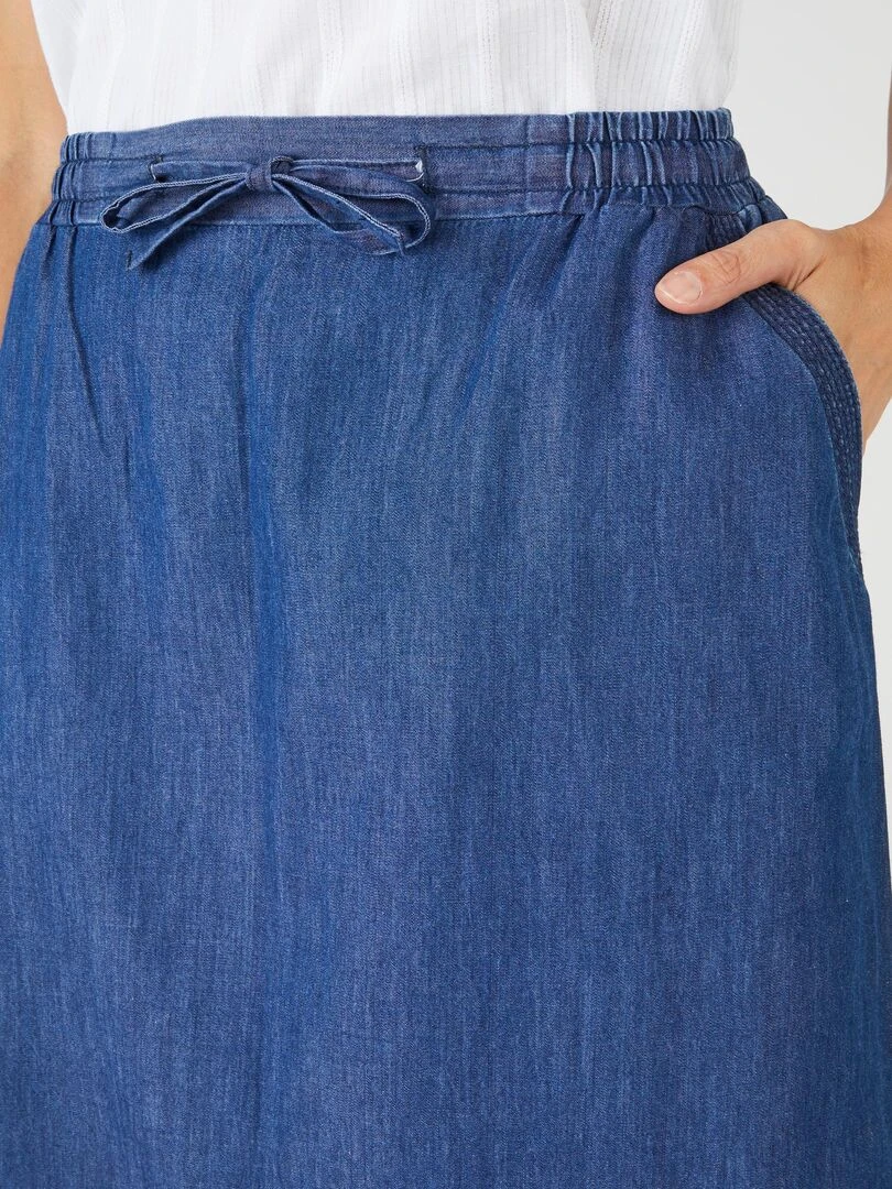Jupe fluide pur coton Damart Bleu foncé