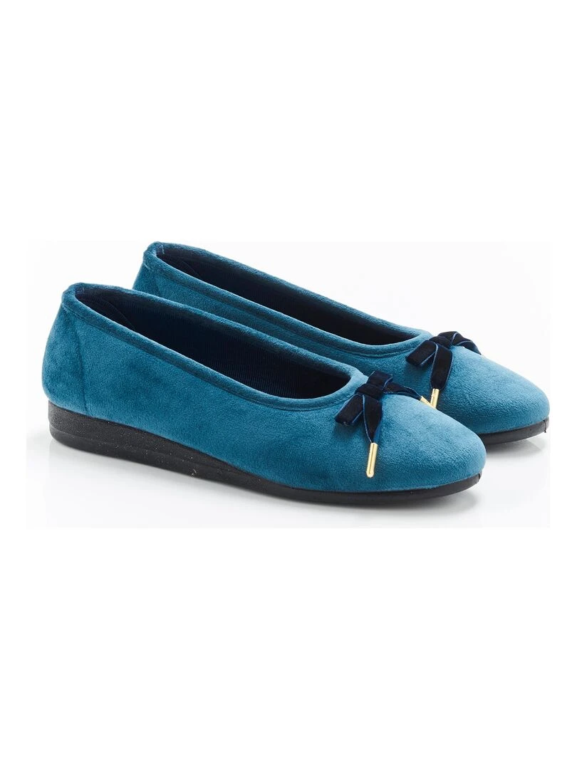 Ballerines aspect velours Damart Bleu pétrole
