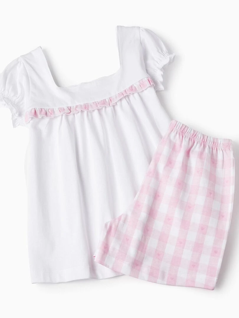 Pyjama en coton pour fille 'Cœurs' manches courtes ESSENTIALS LINE   Rose clair