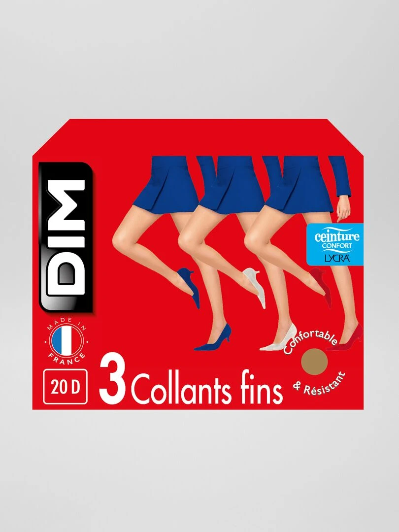 Lot de 3 collants 'DIM' 20D Marron