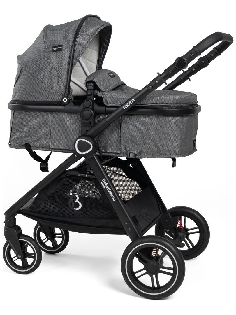 Bebelissimo Poussette transformable combinée convertible 2 en 1 0 22kg Nicea gris Gris