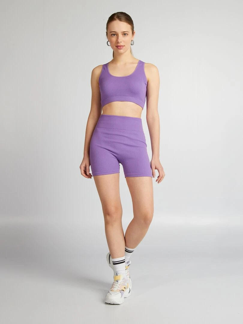 Brassière de sport en maille côtelée Violet
