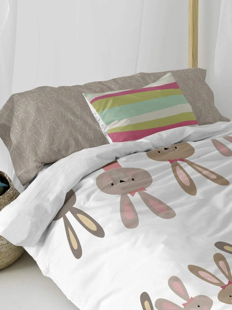 Housse de coussin Rabbit family "Happyfriday"   Blanc