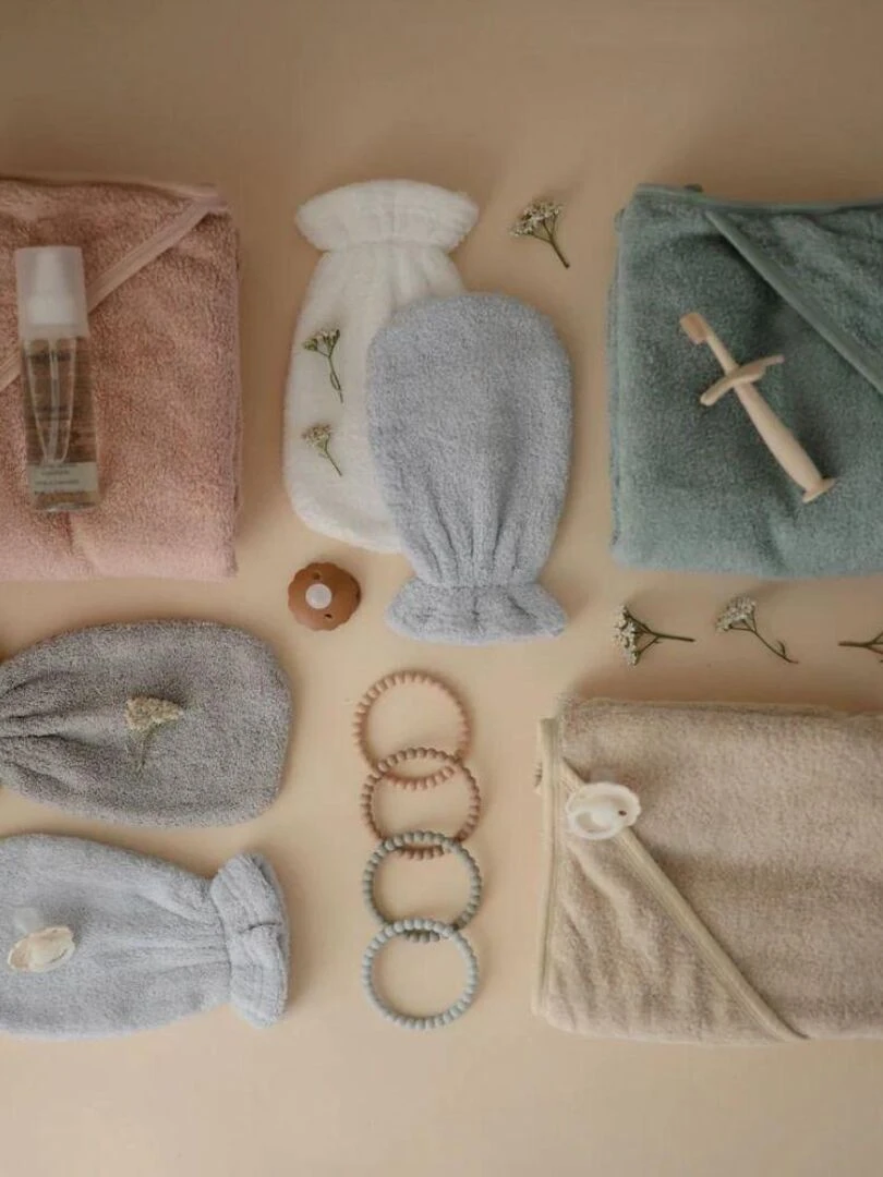 Cape de bain en coton bio Blush   Rose