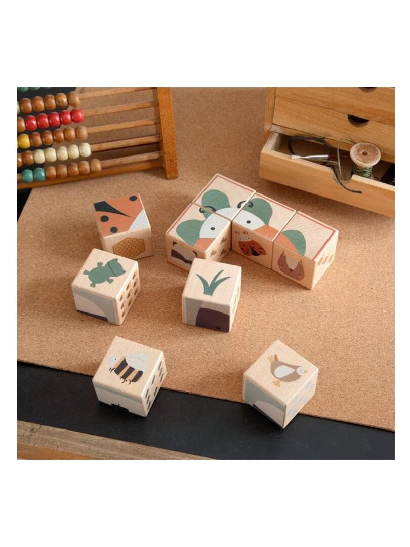 Puzzle en blocs de bois Woodland Sebra Multicolore
