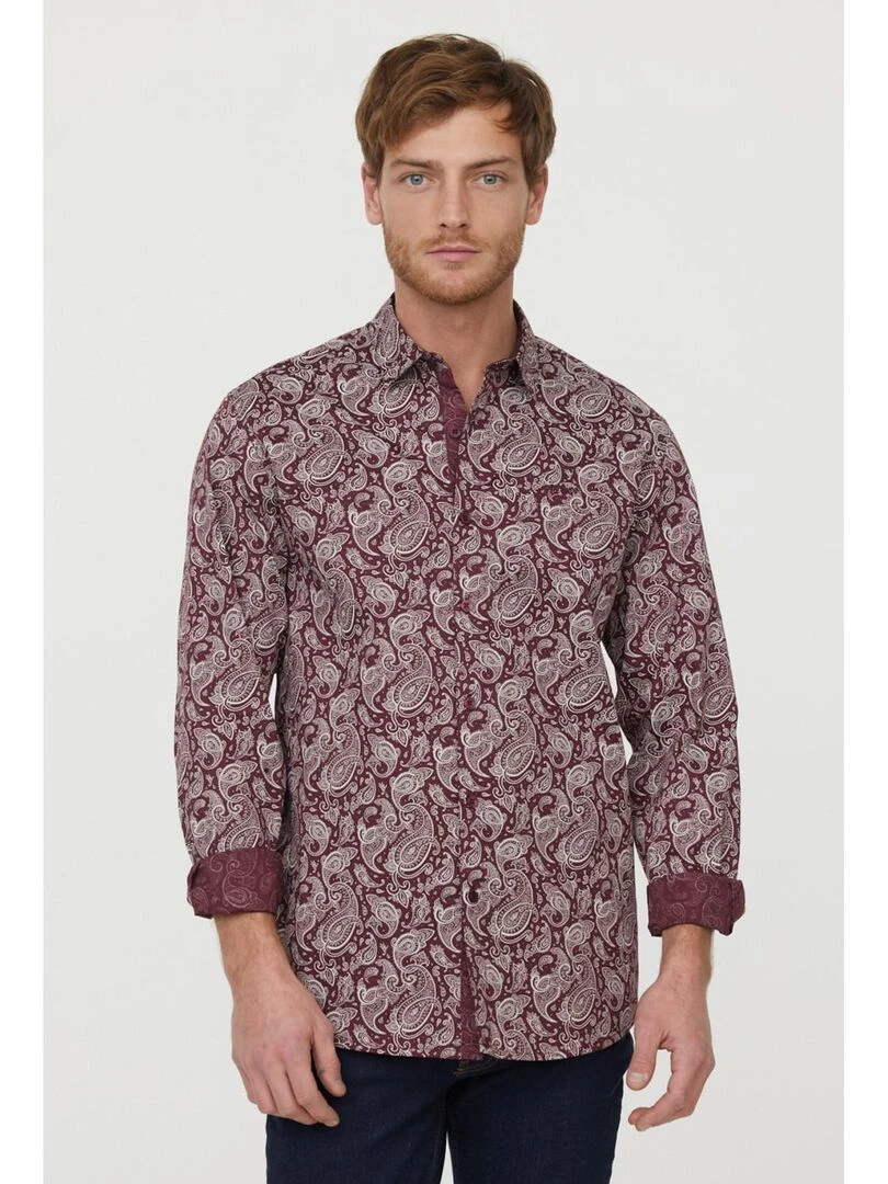 Lee Cooper Chemise manches longues coton regular DAMIR Rouge brique