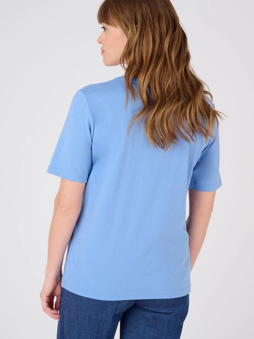 Tee shirt manches courtes à motif doré.   Damart   Bleu