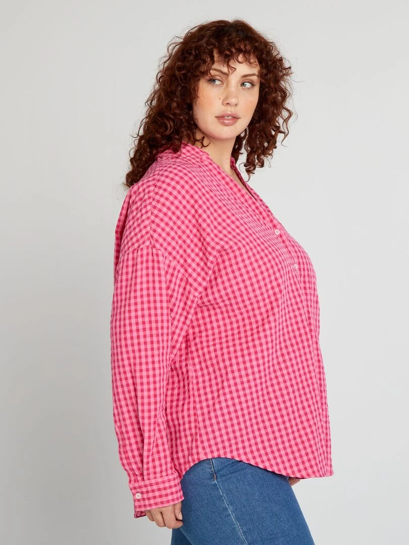 Chemise à carreaux vichy   Rose
