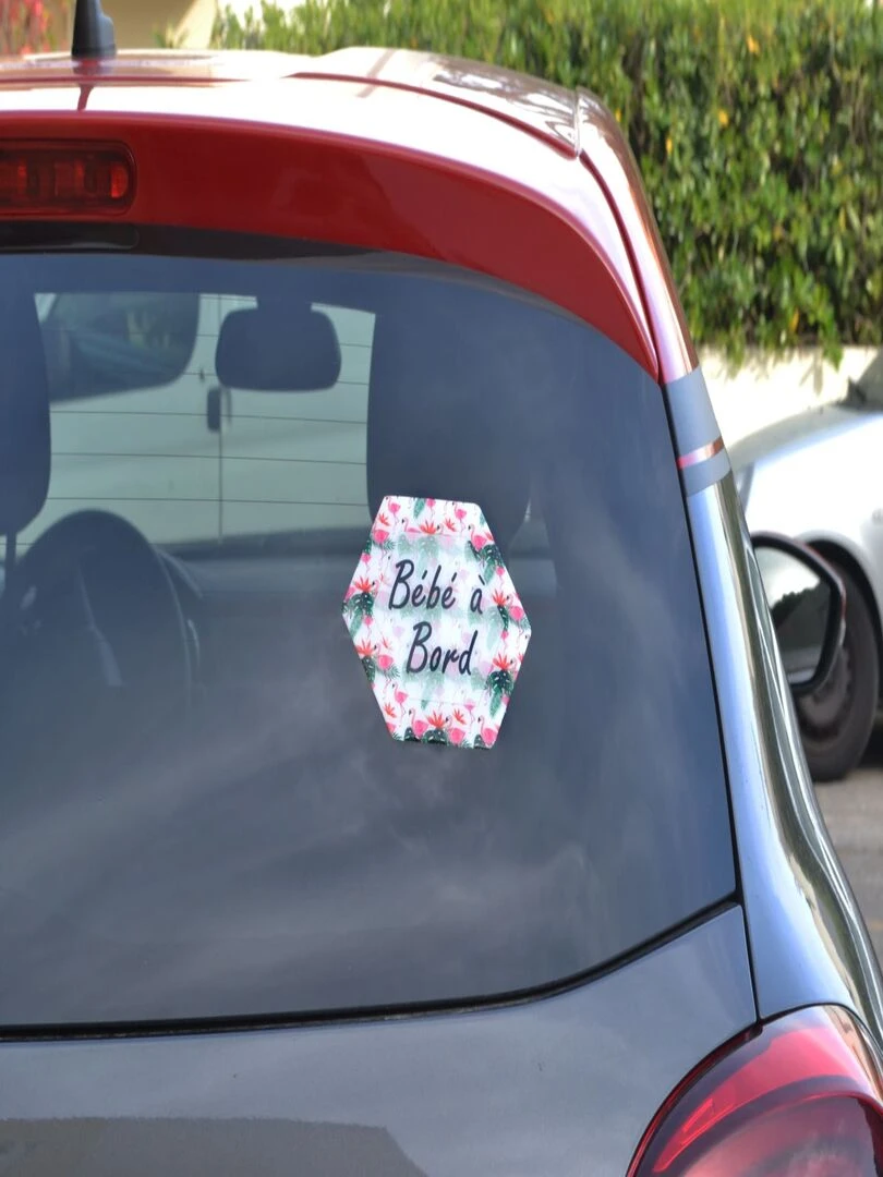 Adhésif / Autocollant bébé à bord   Flamants roses   Rose