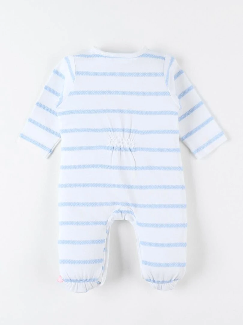 Pyjama 1 pièce rayé en jersey  écru/bleu clair   Noukie's   Bleu