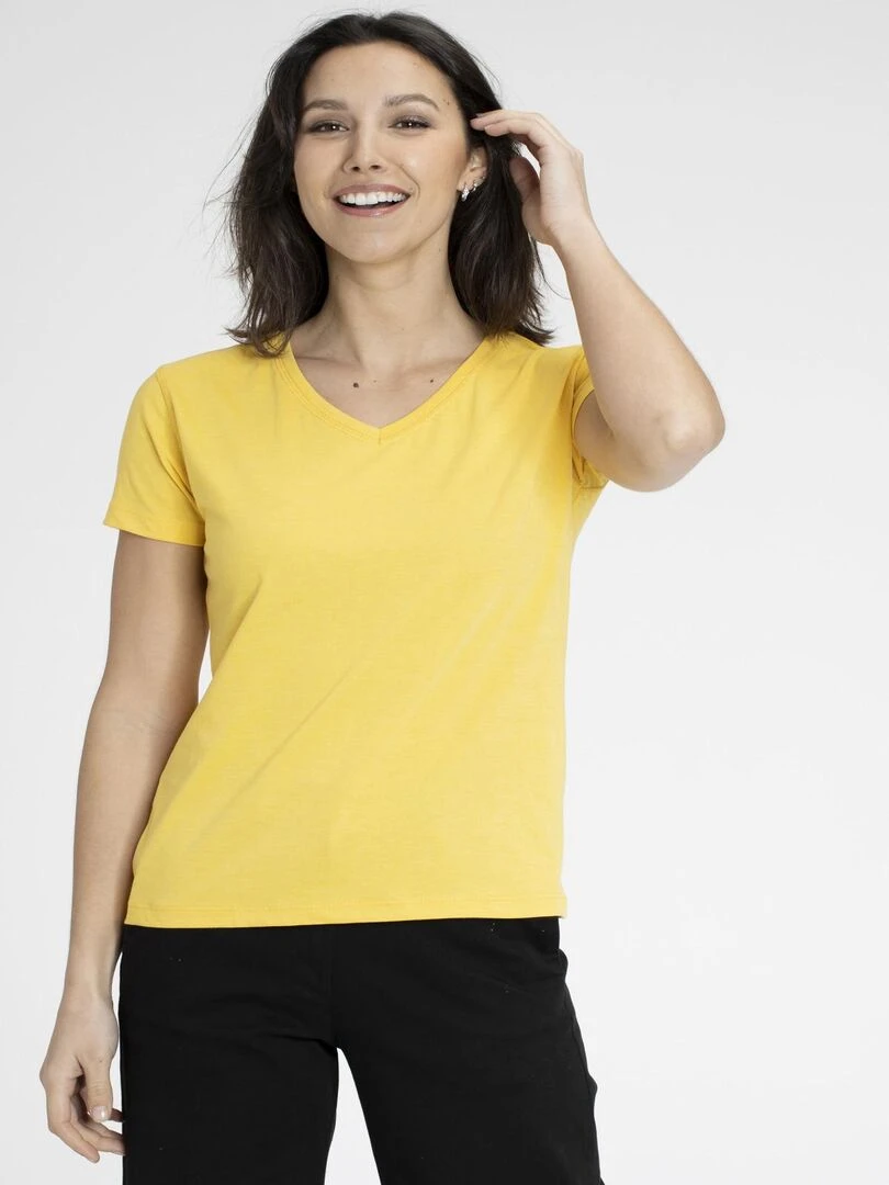 T shirts col v MADDY Gérard Pasquier Jaune