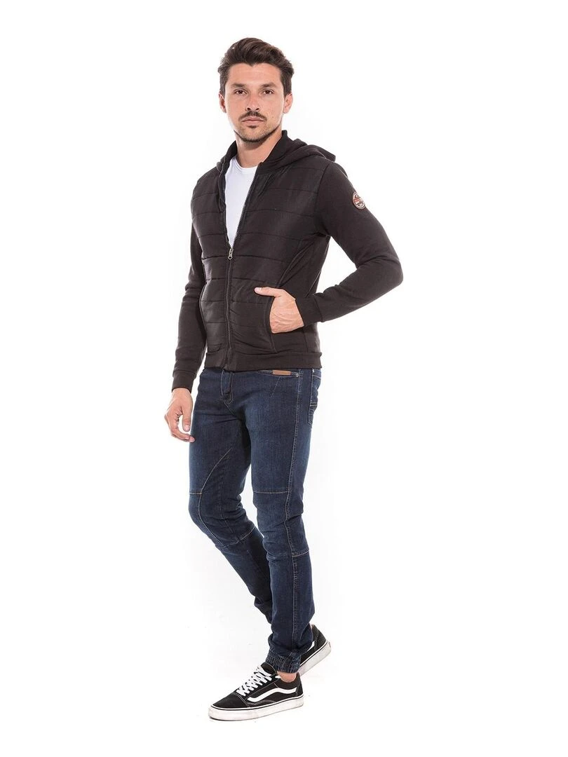 Sweat zippé capuche blouson WAPALA   Noir