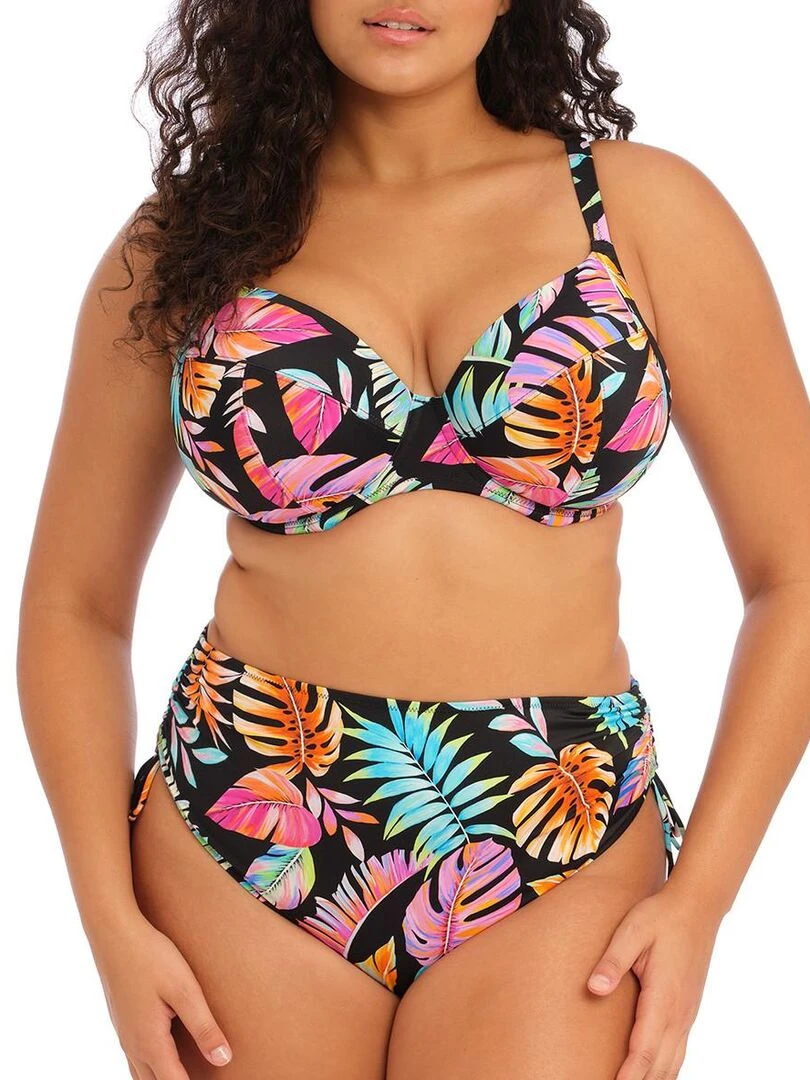 Bas de maillot ajustable taille haute Tropical Falls   Noir