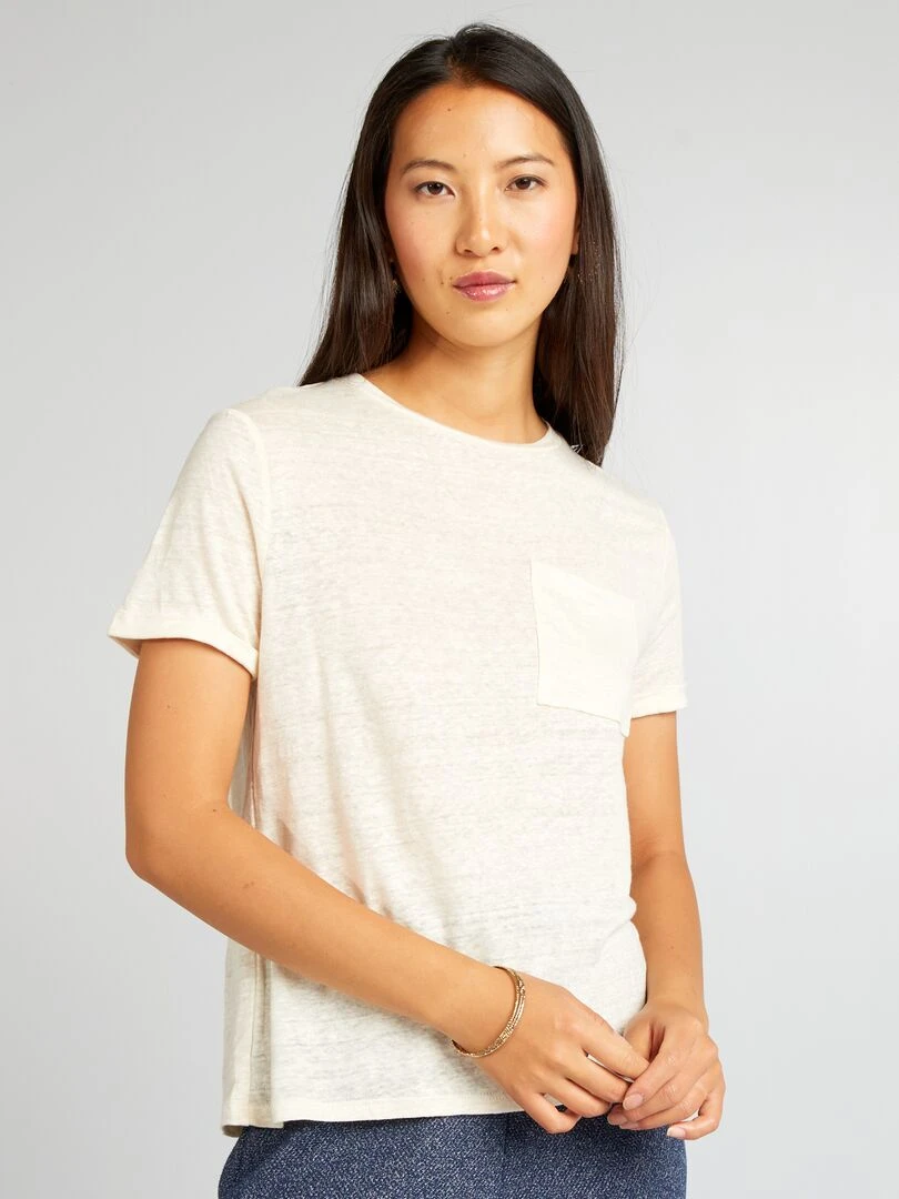 T shirt en lin   Ecru