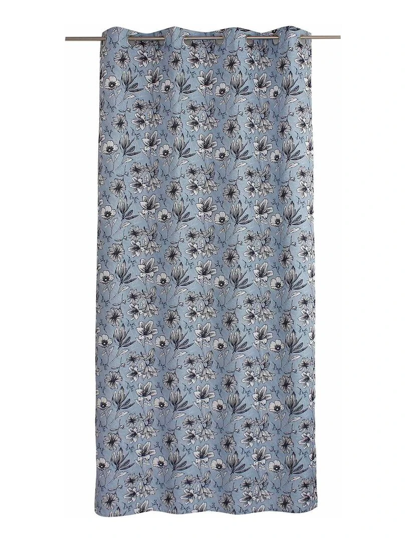 Rideau d'ameublement fleuri Bleu