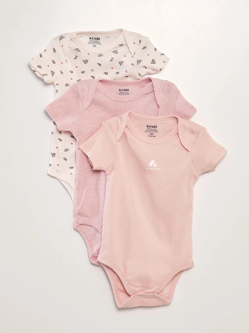 Lot de 3 bodies Rose