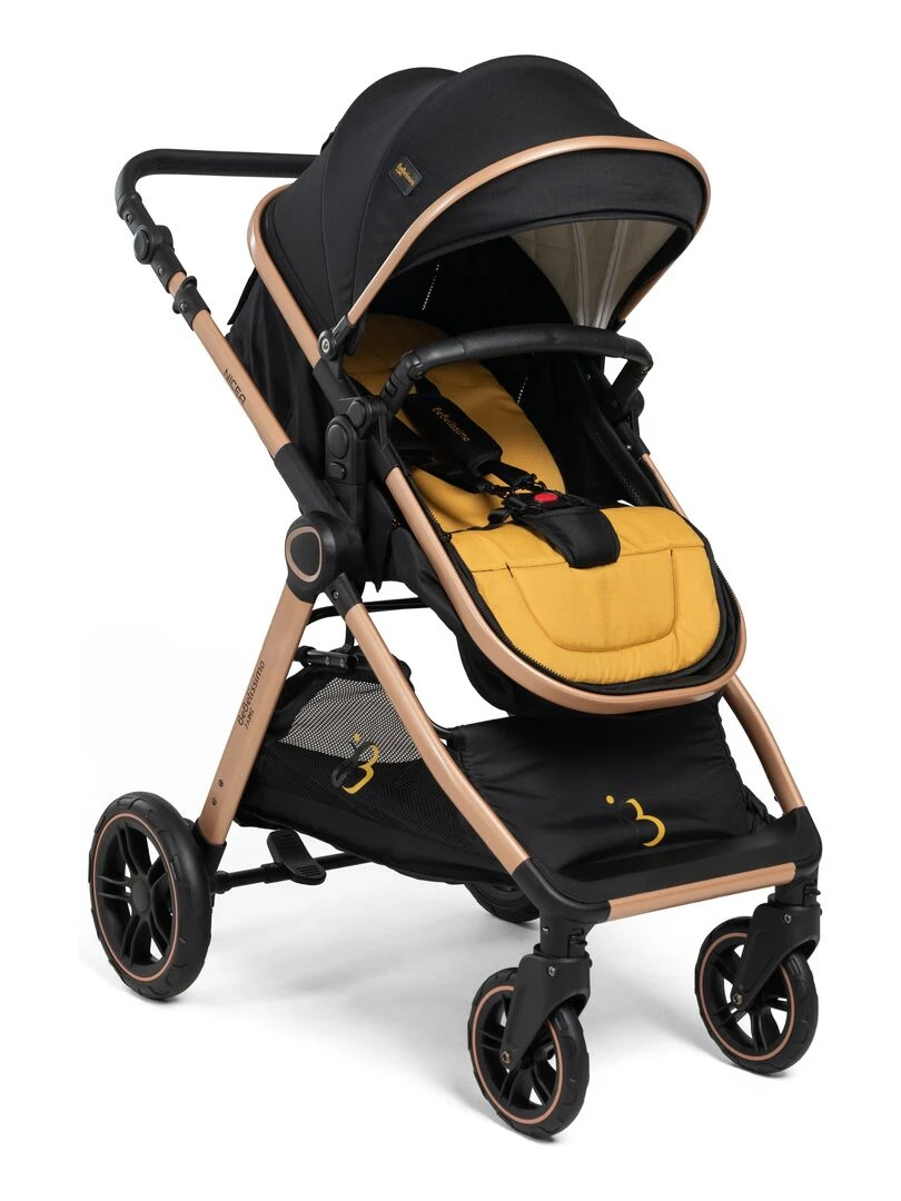 BEBELISSIMO   Poussette combinée trio 3 en 1   siège auto 0m   jusqu’à 22kg – Nicea   gold   Noir