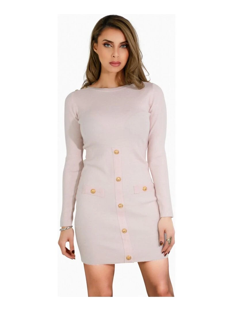 Robe Pull bouton doré Kebello Rose