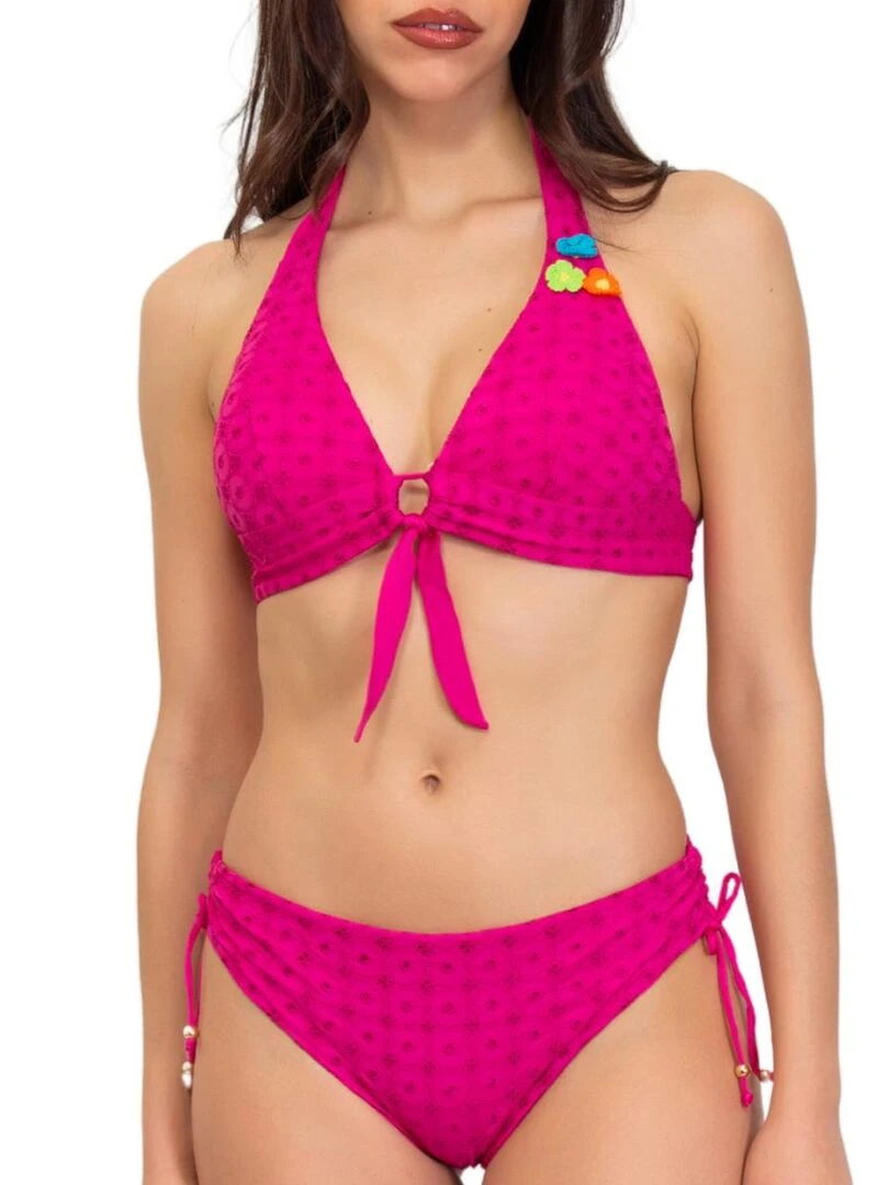 Haut de bain foulard broderie anglaise Sangallo Rose