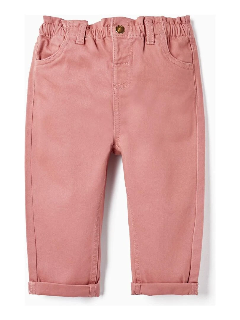 Pantalon en sergé Paperbag pour Bébé Fille SICILIAN DAYS Rose