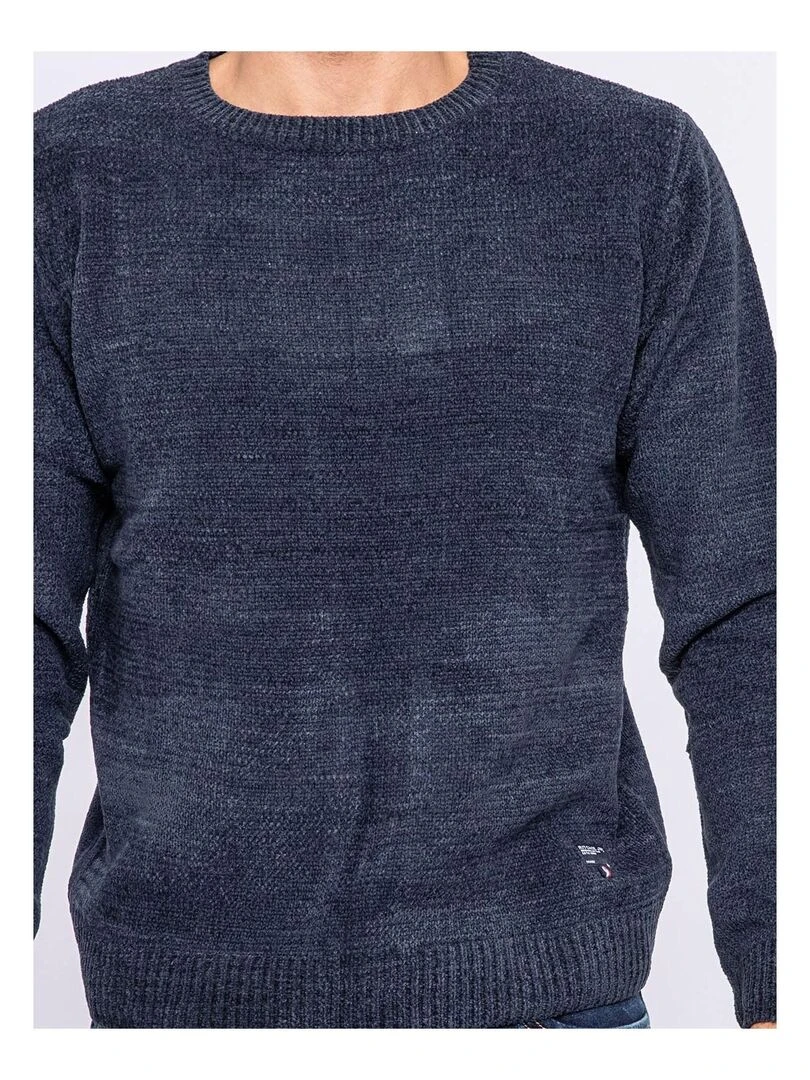 Pull col rond LOGILI   Bleu marine