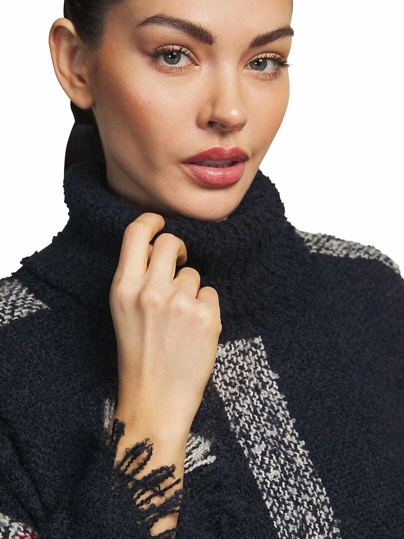 Poncho à col roulé Complementos Romantica   Bleu marine