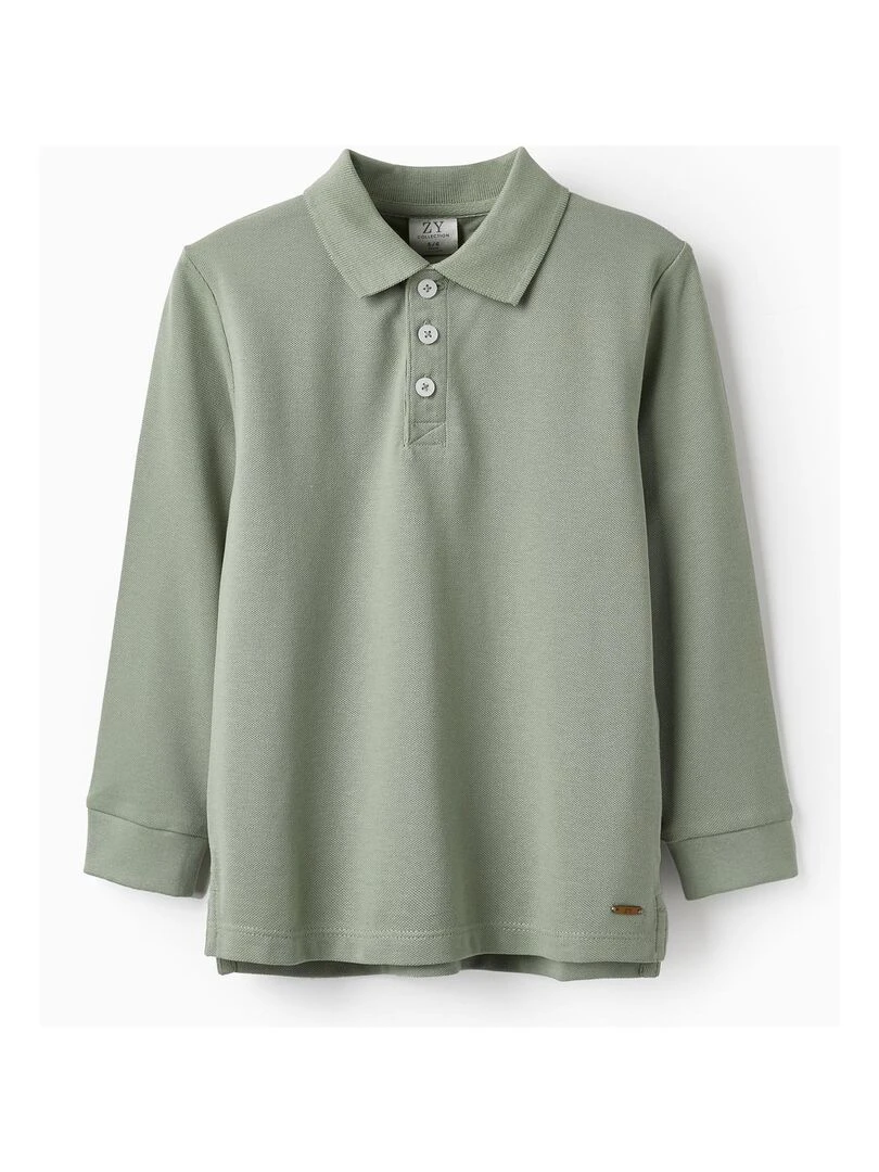 Polo à Manches Longues en Piqué pour Garçon manches longues FLYING BIRDS Vert clair