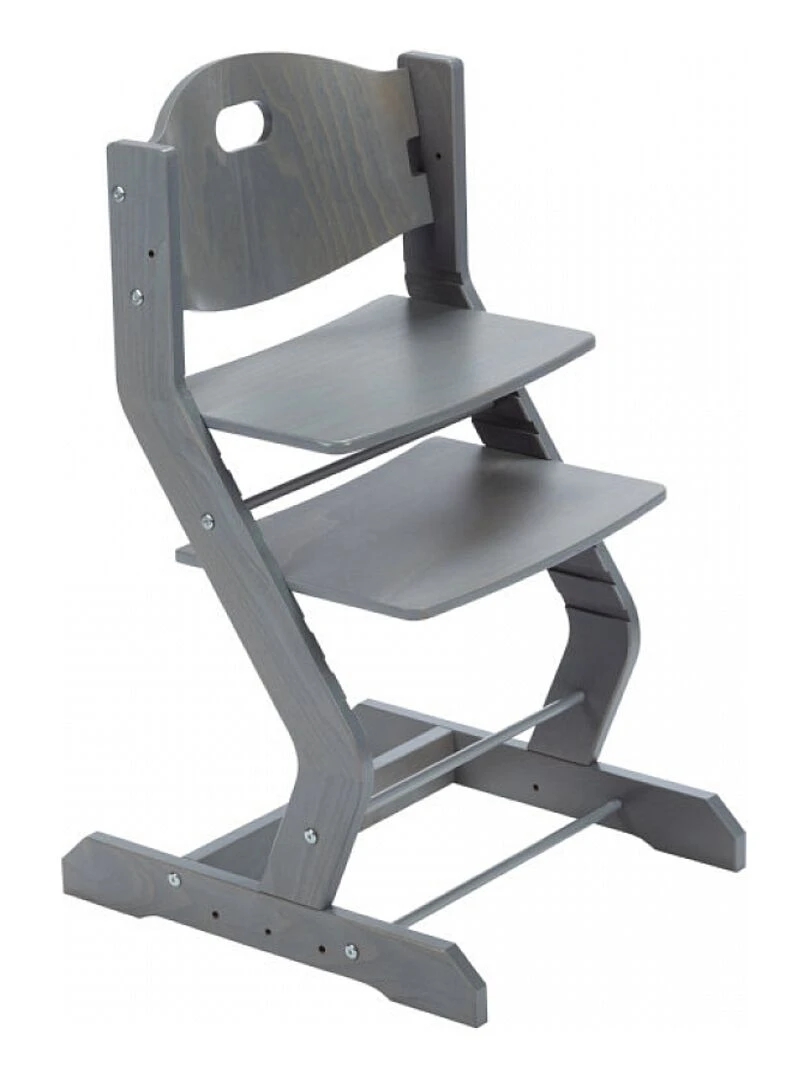 Chaise Haute Pour Enfant En Hêtre Massif Gris Gris