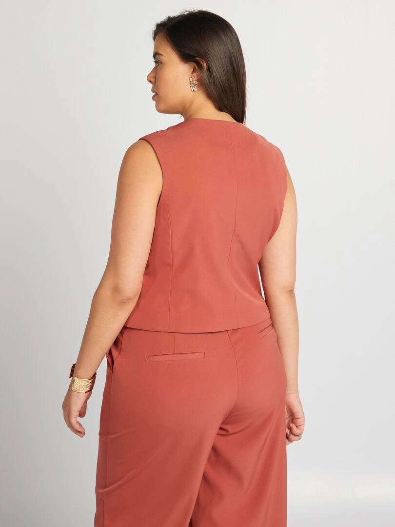 Gilet court de tailleur sans manches   Rouge