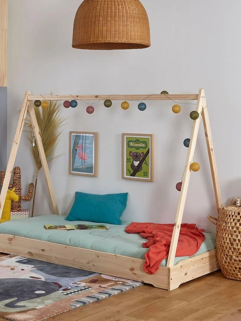 Lit empilable cabane avec matelas Jelly   AKITEN RETAIL   Gris