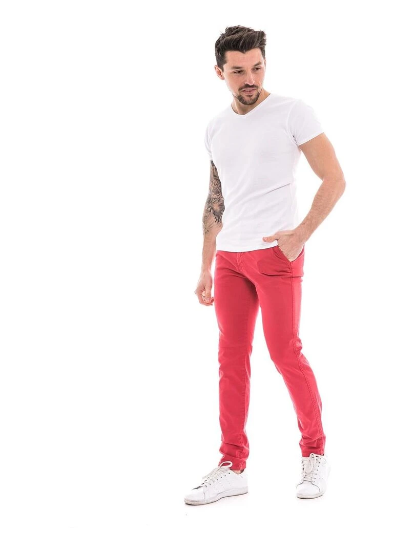 Pantalon chino slim CARLTON   Rouge