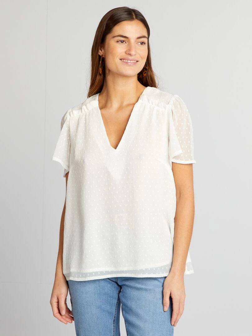 Chemisier en plumetis   blanc