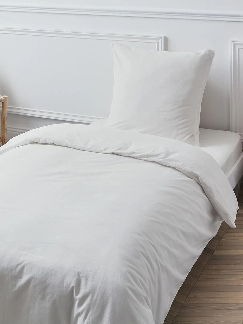 Future Home   Drap housse en coton 57 fils uni   Blanc
