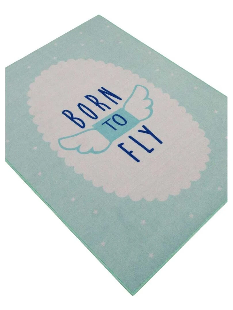 Tapis enfant BORN TO FLY MD Bleu 95x125 Fait en Europe en nylon   Bleu