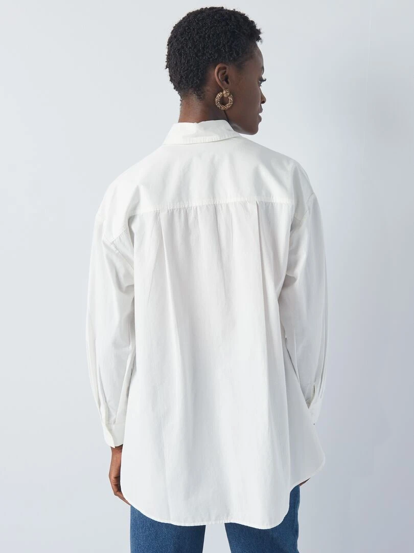 Chemise en popeline à broderies   Beige