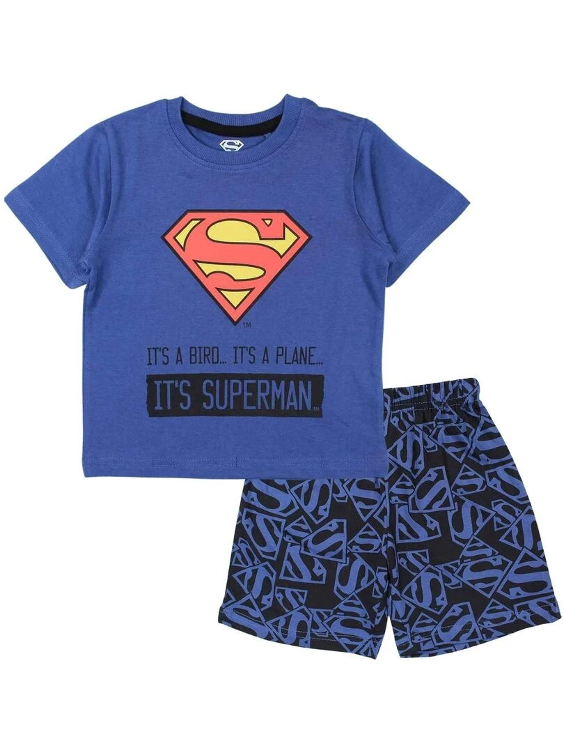 DC Comics Ensemble T shirt short garçon Imprimé Superman Bleu