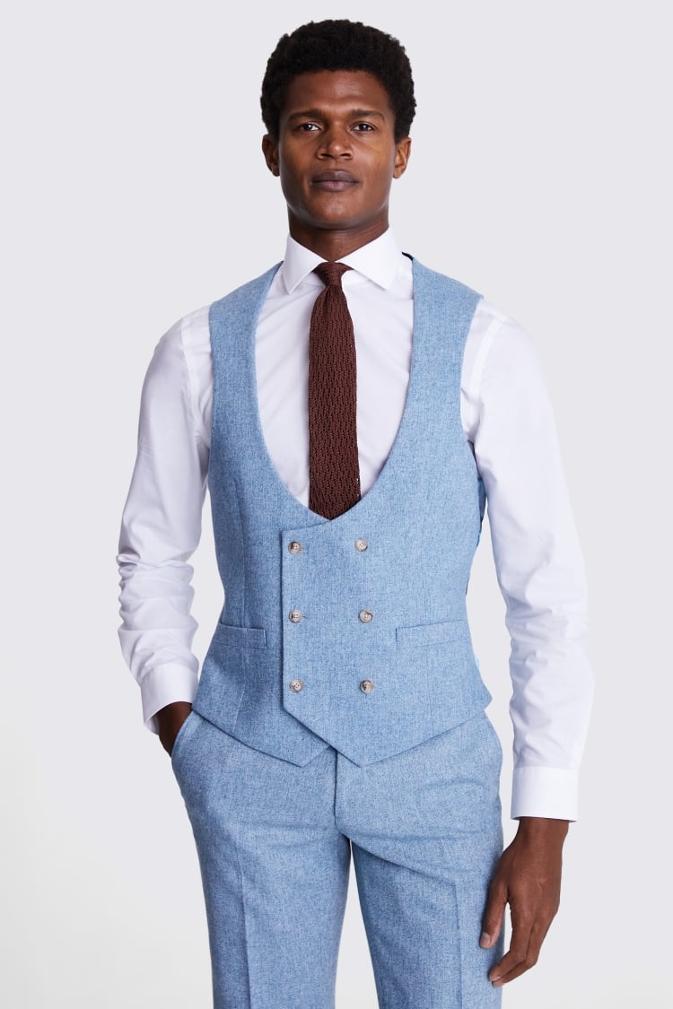 Tailored Fit Aqua Donegal Waistcoat Buy Online at Moss