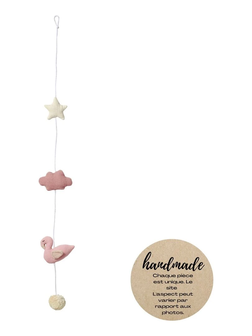Guirlande en coton mousseline cygne 100 cm verticale Rose