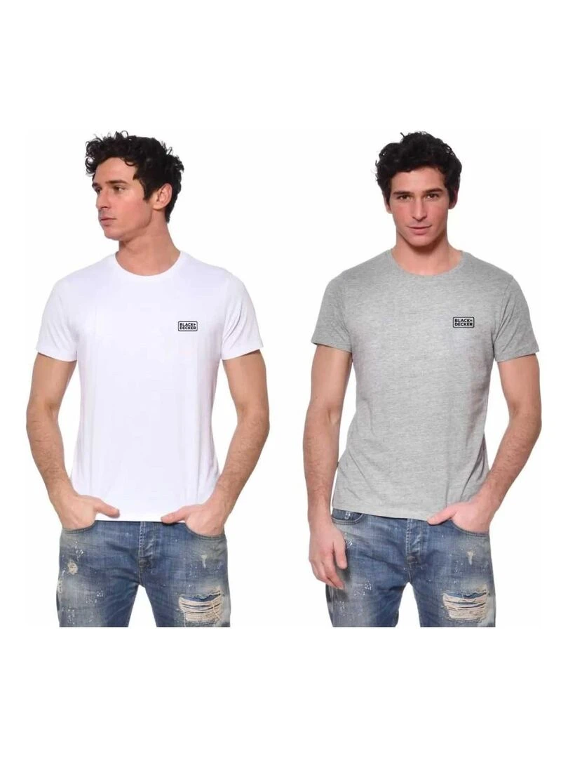 Lot de 2 t shirts homme manches courtes en coton 140gr/m² Black & Decker Gris