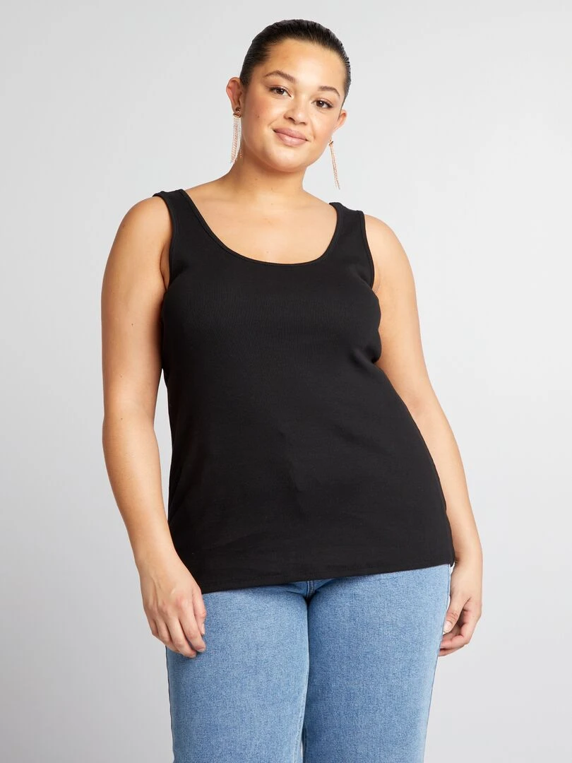 Débardeur basique côtelé   noir