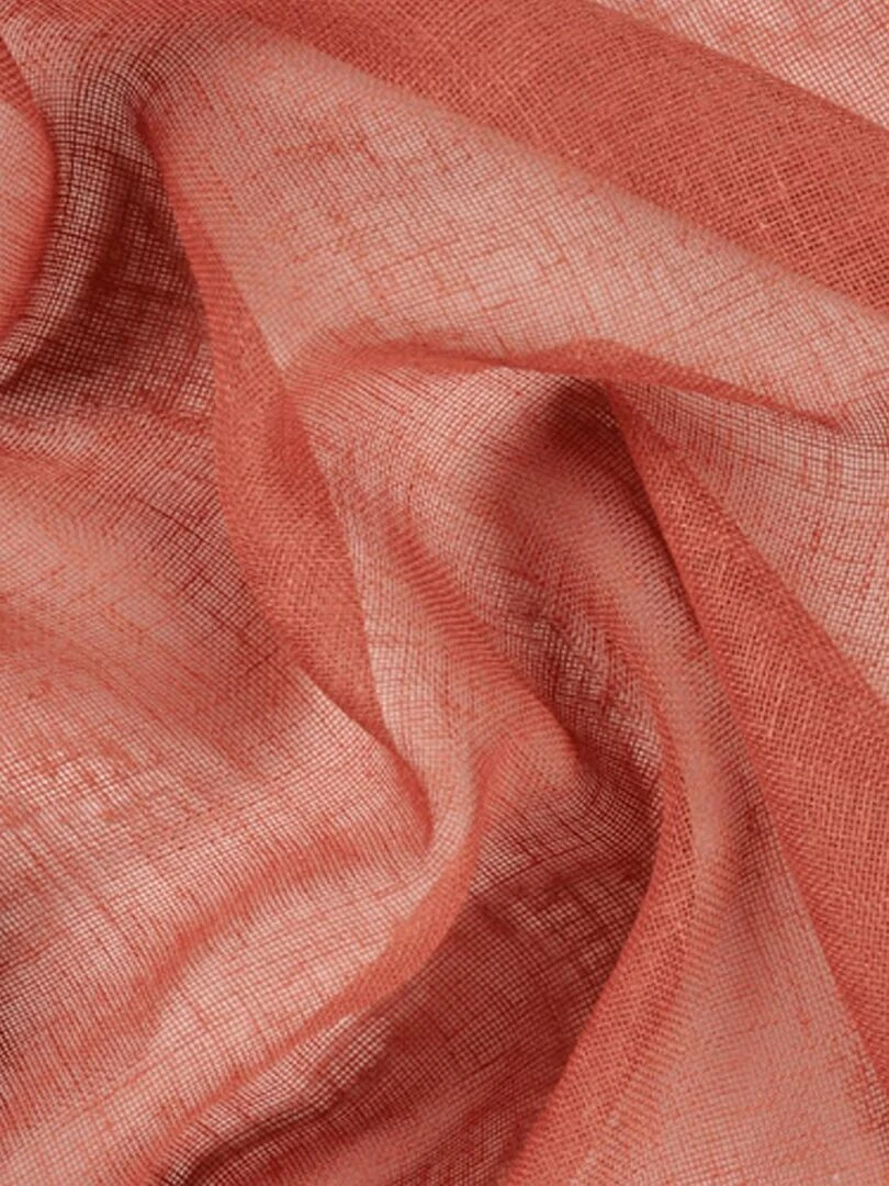 Paire de vitrages unis et tamisants en poly/lin Orange
