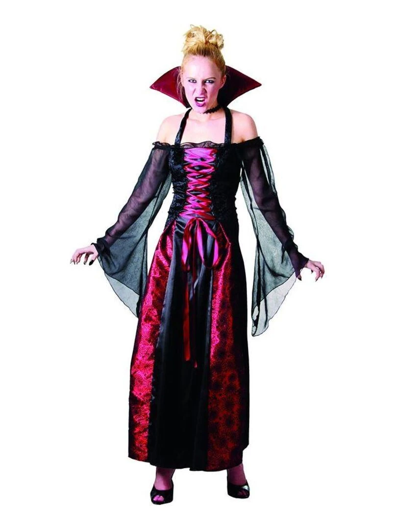 Déguisement Vampire rouge et noir Femme Halloween Luxe Noir Noir