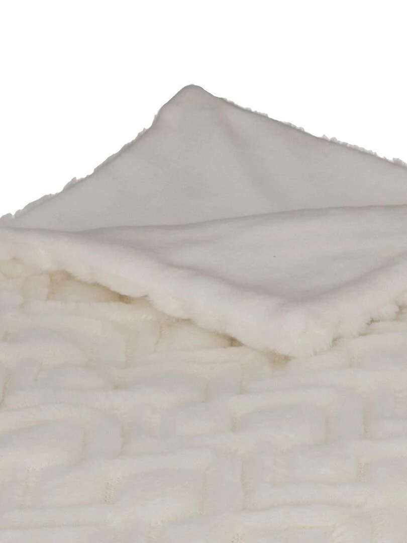 Plaid imitation fourrure en dévoré et flanelle   Blanc