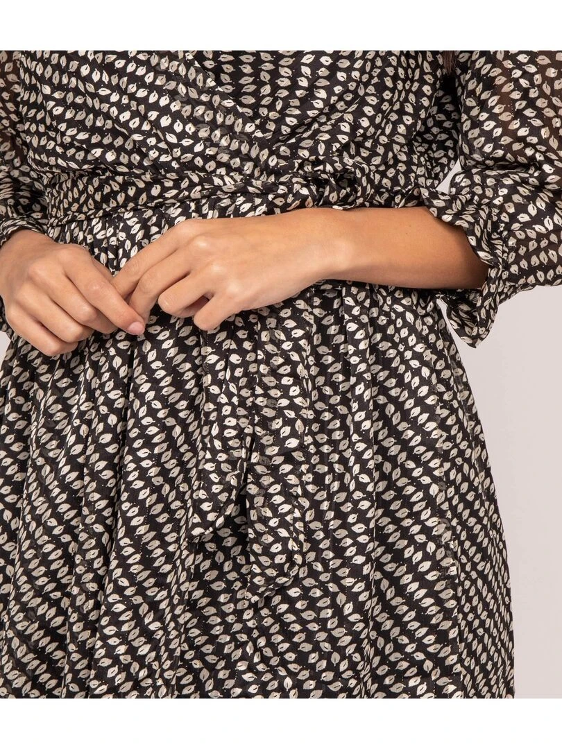 Robe courte motifs IBURN   Noir