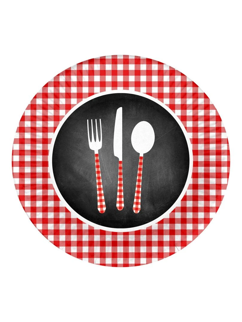 Set de 10 assiettes en carton 18 cm Menu du jour Rouge