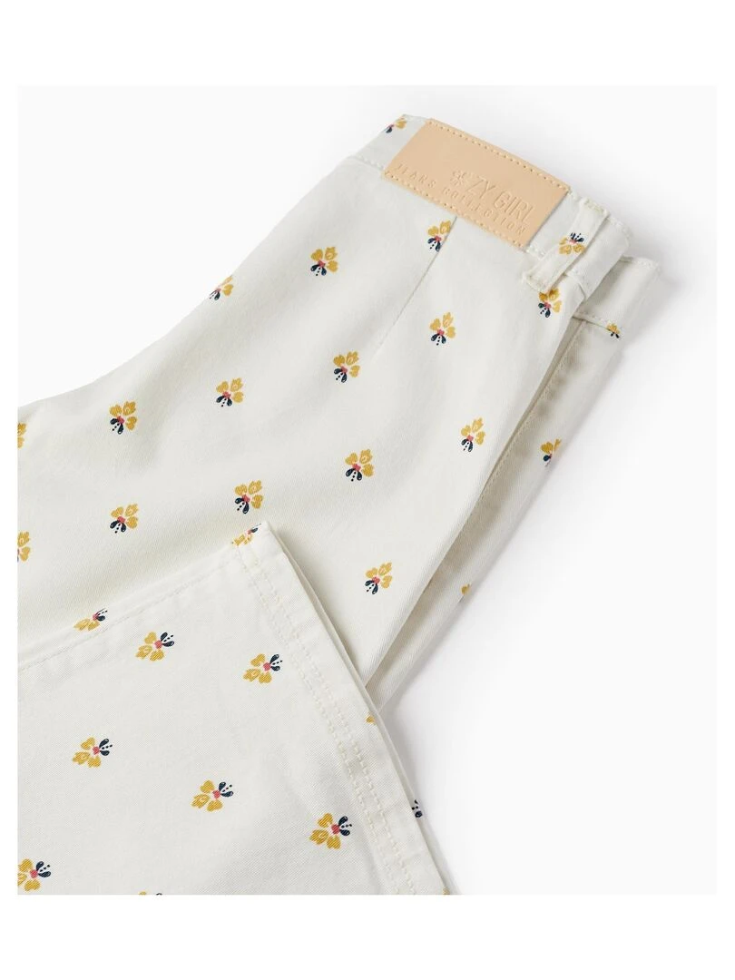 Pantalon En Sergé Avec Motif Pour Fille 'Wide Leg'   Blanc