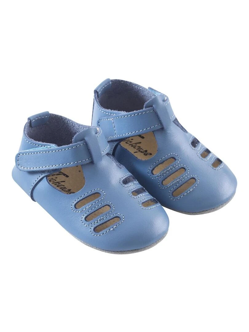 Chaussures bébé cuir souple Tibilly bleuet Bleu Bleu