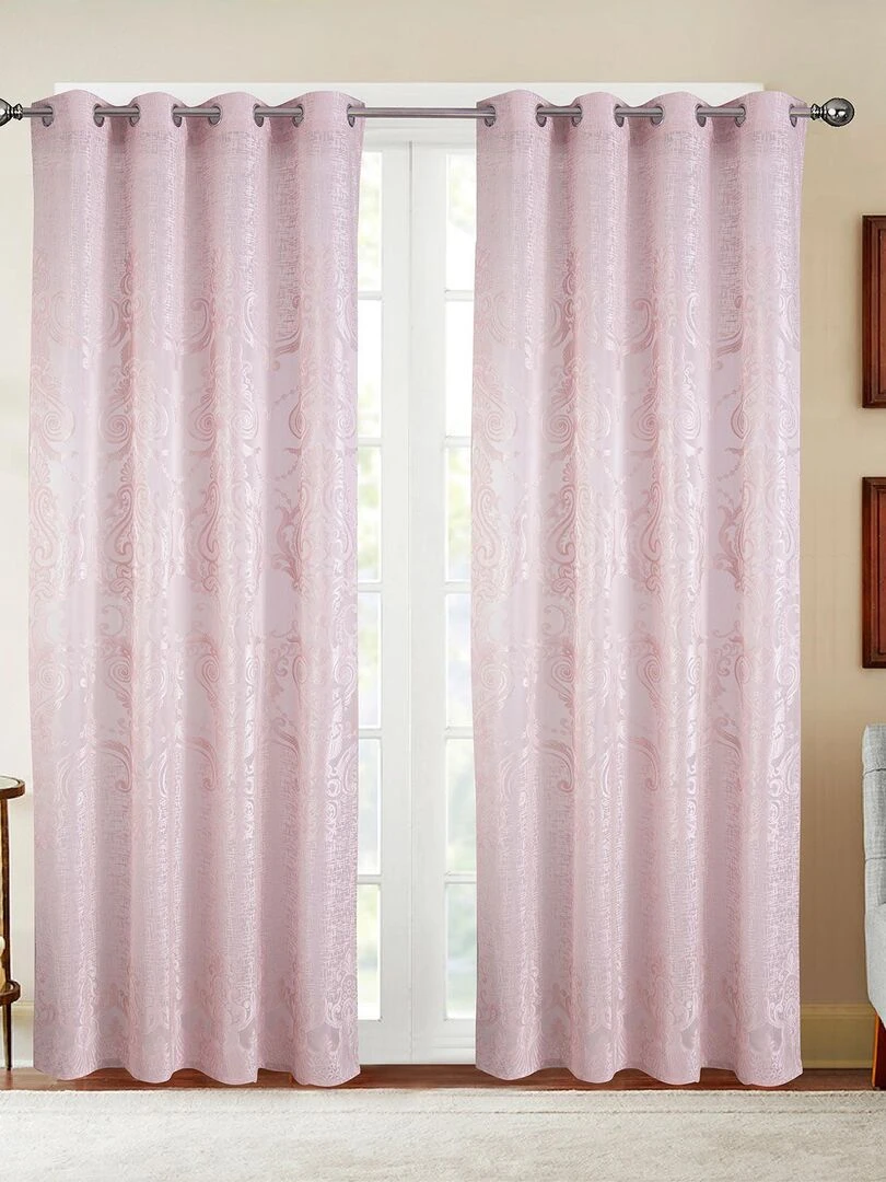 Paire de voilages aux motifs romantiques Rose clair