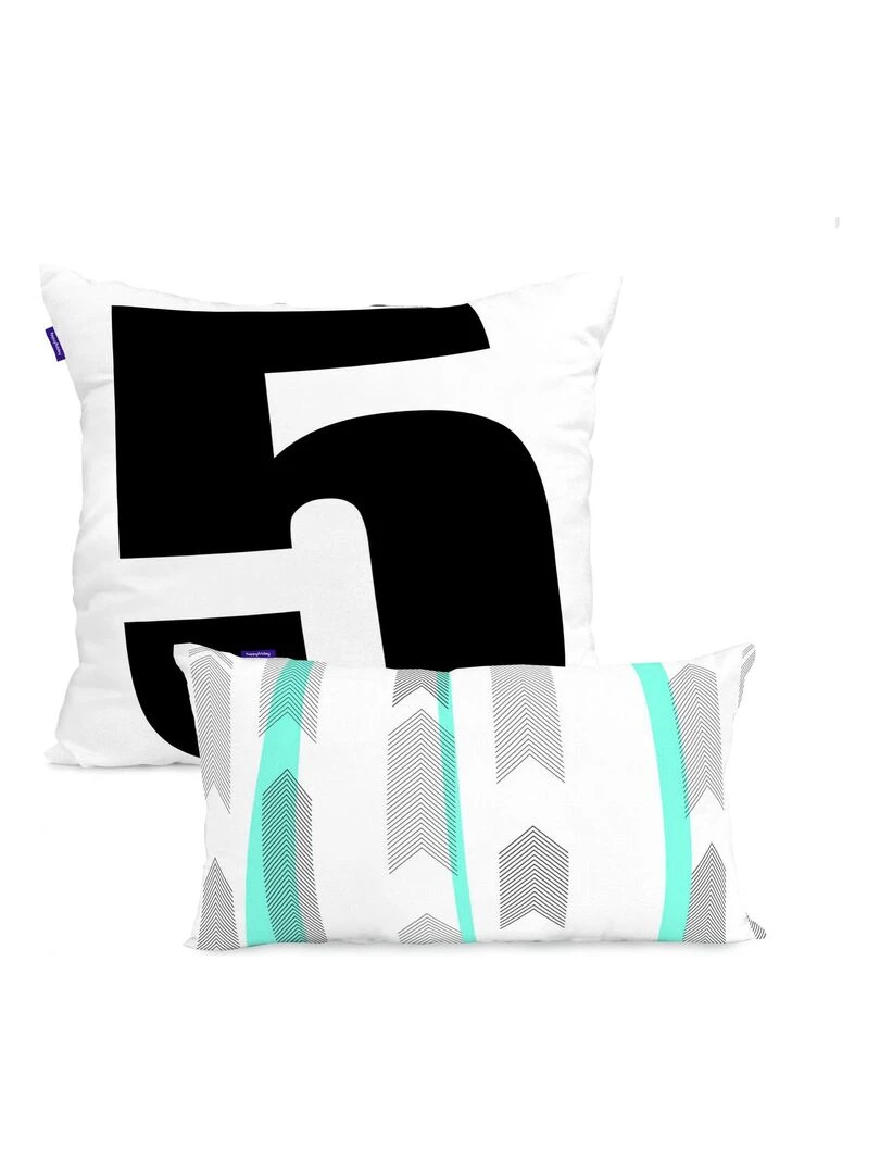 Housse de coussin Five "Happyfriday" Blanc